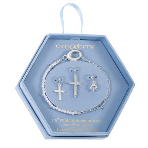 City By City Cross Charm Chain Link Bracelet