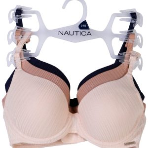 Nautica Womens 3 Pk Branded Straps Molded  Bra