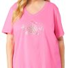 Coral Bay Plus Embellished Printed Short Sleeve Top