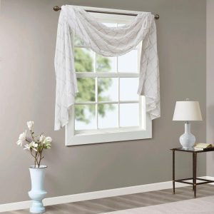 Madison Park Irina Diamond Sheer Embroidered Window Scarf