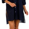 Dotti Womens 3/4 Sleeve Button Down Cover Up