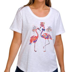 Coral Bay Womens Uncle Sam Flamingo Top