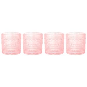 Home Essentials 4 Pk Textured Double Old Fashion Glasses