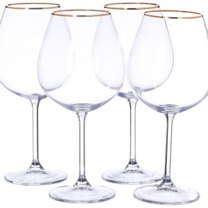 Mikasa Julie Gold  Set of 4 Red Wine Glasses 25 oz