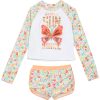Peek Girls 2 Pc Floral Butterfly Rashguard Set